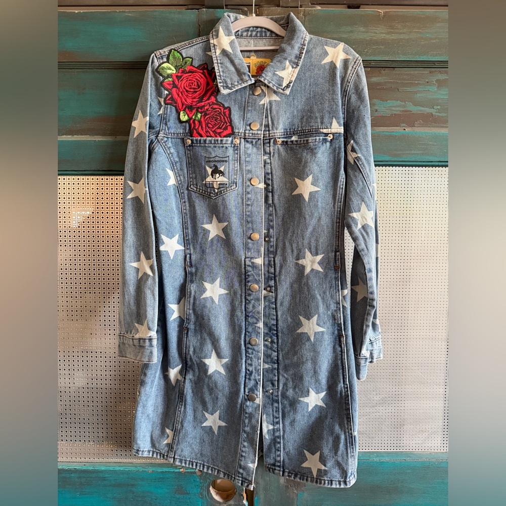 Embroidered Star Denim Jacket/Dress by Rodeo Quicny